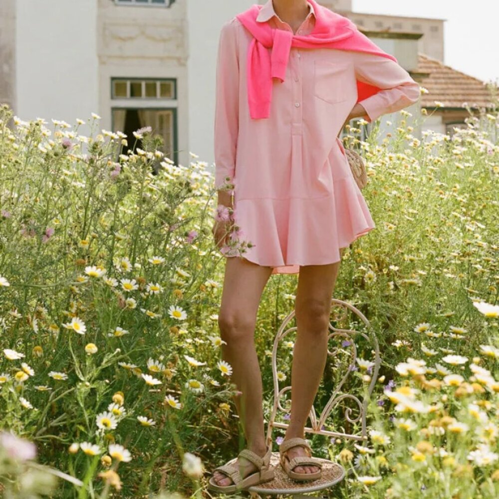 Tuckernuck Callahan Shirt Dress in Powder Pink size XXXL
